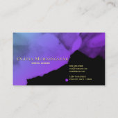 強烈な深いオーキッドパープルウォーターカラーオンブラック 名刺 (裏面)
