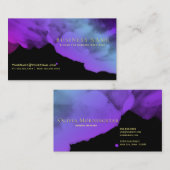 強烈な深いオーキッドパープルウォーターカラーオンブラック 名刺 (正面/裏面)