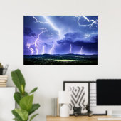 強烈な自然 |稲妻嵐 ポスター (ホームオフィス)