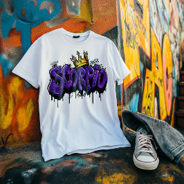 強烈な蠍座〔占星術の〕十二宮図グラフィティエアブラシとクロウ トライブレンドＴシャツ