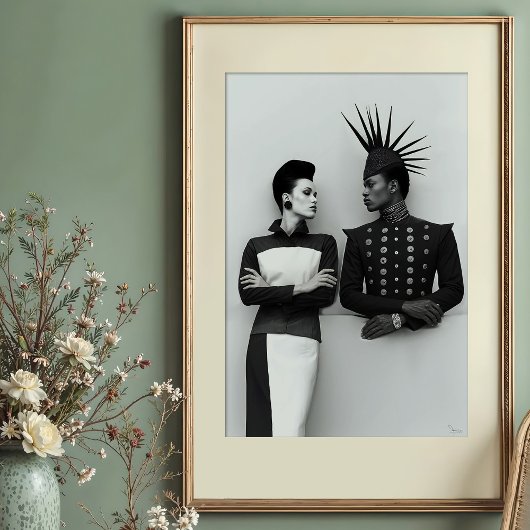 強烈な視線:アヴァンギャルドファッションデュオポートレート ポスター