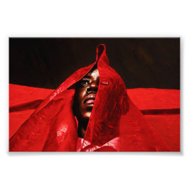 強烈な視線：謎の強力な赤いポートレートa フォトプリント           