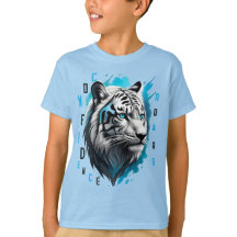 強烈な青い目：黒ストライプの白の虎