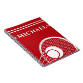 強烈ストライプのなレッドテニスラケット&ボールエレガント ノートブック (右側)