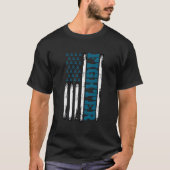 強皮症啓発ファイターアメリカ国旗ティールリボン Tシャツ (正面)