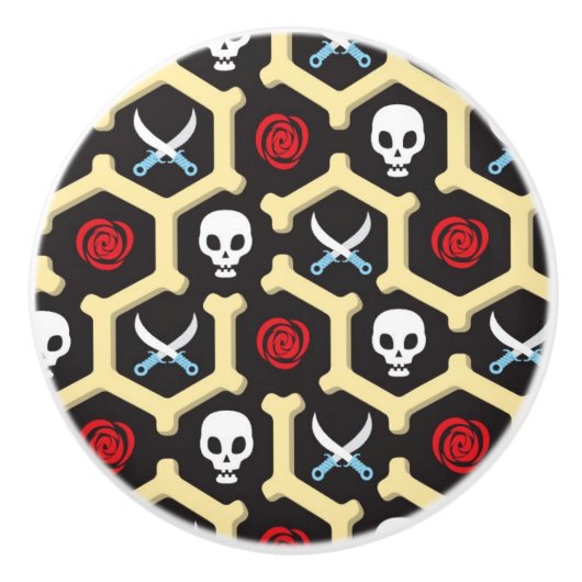 強盗のテーマパターン セラミックノブ (正面)