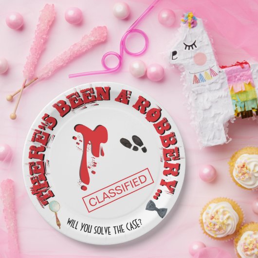 強盗ミステリーバースデーパーティー血紙プレート ペーパープレート (パーティー)
