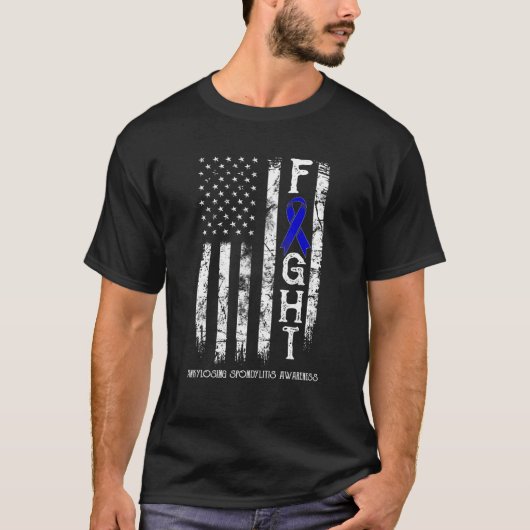 強直性脊椎炎戦士アメリカ国旗 Tシャツ (正面)