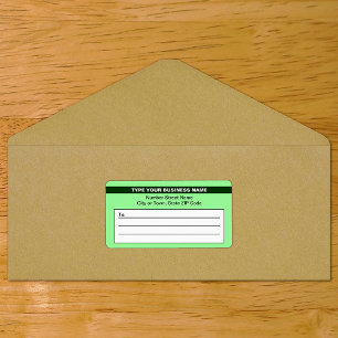 強調表示されたビジネス名の上の薄緑色の出荷 ラベル