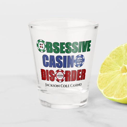 強迫性おもしろいカジノ障害カスタム ショットグラス (正面)