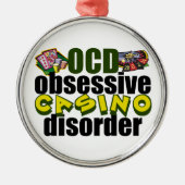 強迫性おもしろいカジノ障害賭博中毒 メタルオーナメント (正面)