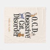 強迫的な猫障害カワイパーソナライズされたトアイボリー フリースブランケット (正面(横))