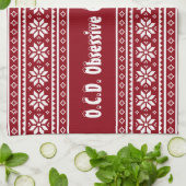 強迫的クリスマス障害 OCD キッチンタオル (折り畳み)