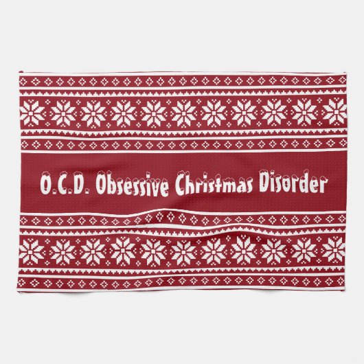 強迫的クリスマス障害 OCD キッチンタオル (横)