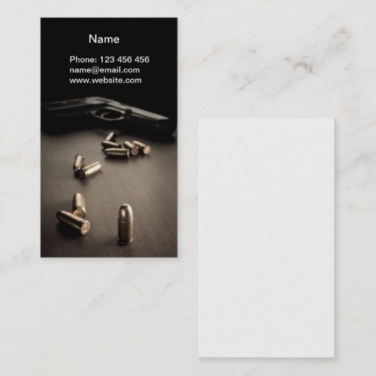 弾丸および拳銃 名刺 (正面/裏面)
