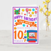 弾力がある城のパーソナライズなバースデー・カード カード (黄色い花)