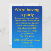 弾力がある城のパーティーの招待 招待状 (裏面)