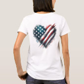 弾力のあるアメリカハート動揺して – フラグデザイン Tシャツ (裏面)