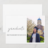 弾力のあるスクリプトの卒業 案内状 (正面/裏面)