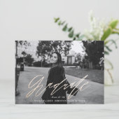 弾力のあるスクリプト卒業発表カード 案内状 (スタンド正面)