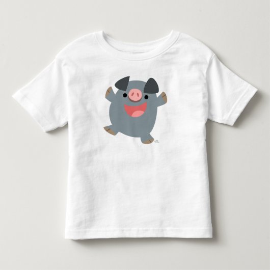 弾力のあるマンガ豚の子どもTシャツ トドラーTシャツ (正面)