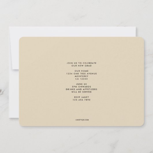弾力のある筆記体卒業発表 招待状 (裏面)
