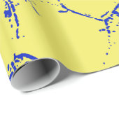 弾力性がある大きく黄色く青い花柄 ラッピングペーパー (ロールコーナー)