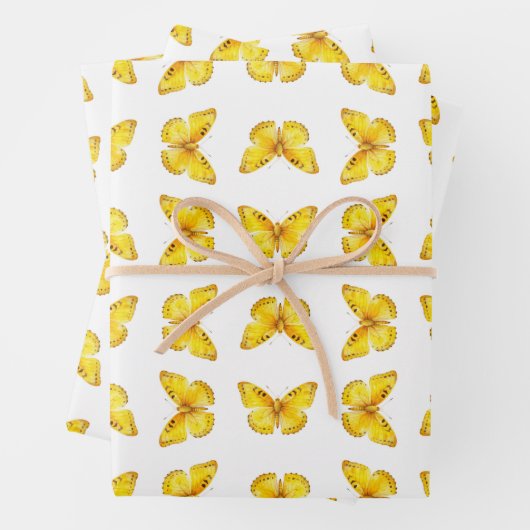 弾力性AFイエローバタフライギフトラップ ラッピングペーパーシート (インサイチュ)
