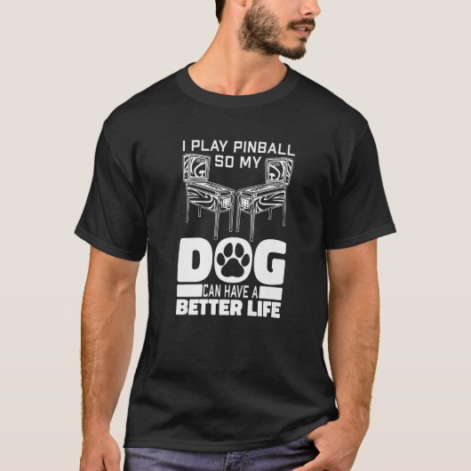 弾球犬ヴィンテージレトロ機アーケードゲームピン Tシャツ (正面)