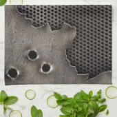 弾痕の背景が付いている金属 キッチンタオル (折り畳み)