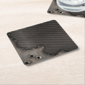 弾痕の背景が付いている金属 スクエアペーパーコースター (アングル)