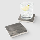 弾痕の背景が付いている金属 ストーンコースター (横)