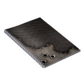 弾痕の背景が付いている金属 ノートブック (右側)