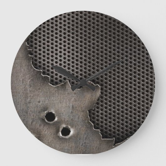 弾痕の背景が付いている金属 ラージ壁時計 (正面)