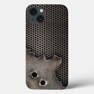 弾痕の背景が付いている金属 iPhone 13ケース