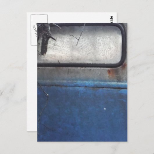 彎曲部の青および白いヴィンテージのトラック ポストカード (正面/裏面)