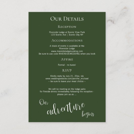 当たちの冒険が始まる - 素朴な山湖のディテール エンクロージャーカード (正面)