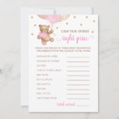 当てクイズゲーム ベビーシャワー テディベア カード (正面)