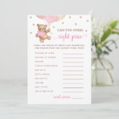 当てクイズゲーム ベビーシャワー テディベア カード (スタンド正面)