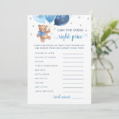 当て右プライスゲーム赤ちゃんシャワーテディベアカード 招待状 (スタンド正面)