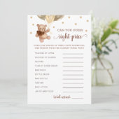 当て右プライスゲーム赤ちゃんシャワーテディベアカード 招待状 (スタンド正面)