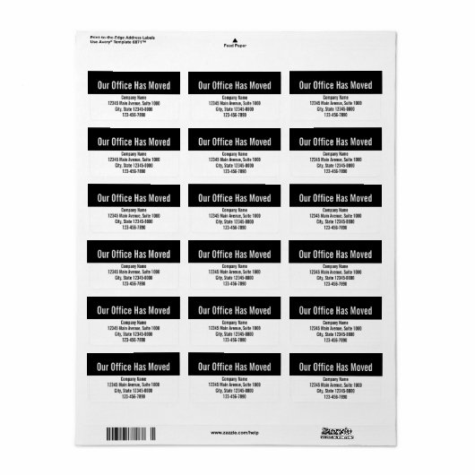 当事務所は白黒事業所の所在地を移転 ラベル (フルシート)