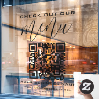 当店のメニュー QR コード ブラック ホワイト シック モダン ウィンドウサイン