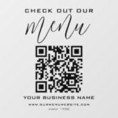 当店のメニュー QR コード ブラック ホワイト シック モダン ウィンドウサイン (シート)