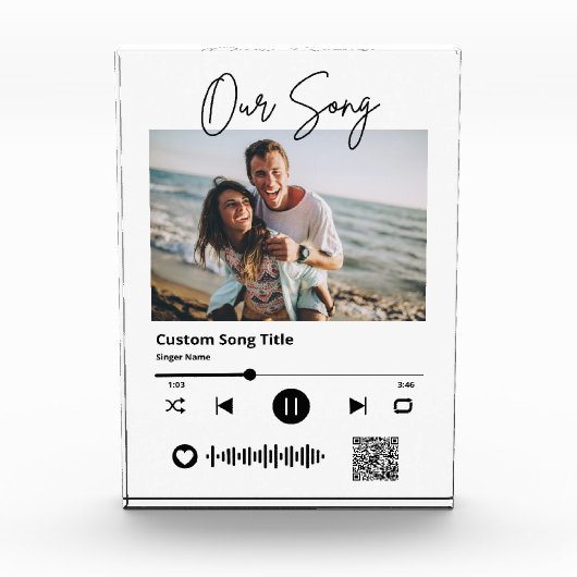 当店の曲 ウェディング ミュージック スキャナブル QR コード アクリル フォトブロック (正面)