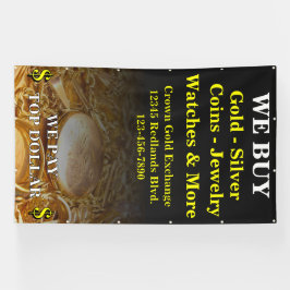 当店は金・銀貨、ジュエリーを買取ります サイドウォール 横断幕