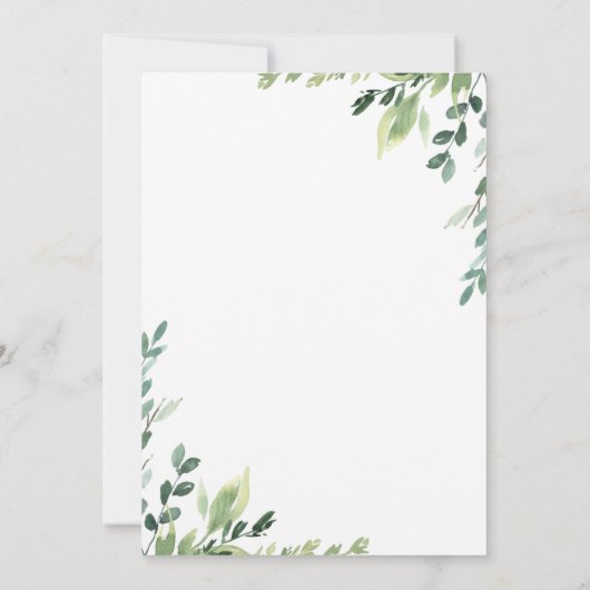 当店を移転しました。 ラスティック ウォーターカラー エベリーグリーン アナウンスメント 案内状 (裏面)