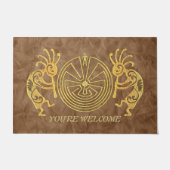 当惑の金ゴールドのココペリ/人 + あなたのアイディア ドアマット (正面)