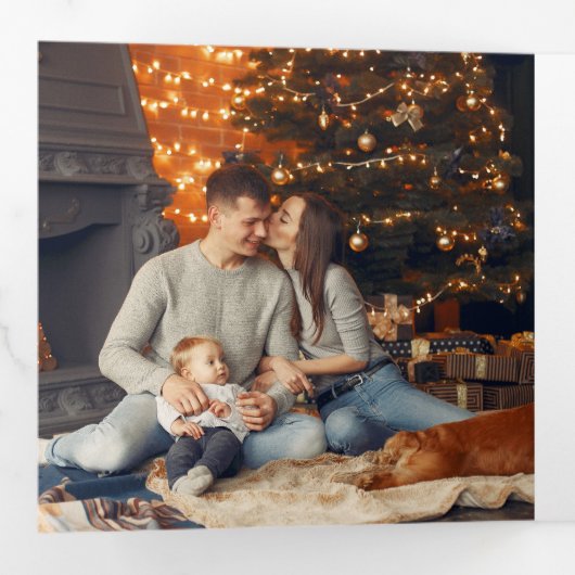 当時のミニマルなクリスマスには4人の家族がいた 三つ折りクリスマスカード (内部最初)