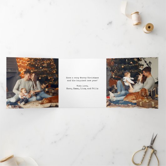 当時のミニマルなクリスマスには4人の家族がいた 三つ折りクリスマスカード (内部)